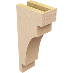 Ekena Millwork - CORUR035X06X14MEDRCPR - Timberthane Faux Wood Corbel, Mediterranean Style, 3 1/2"W x 6"D x 14"H, Primed Tan