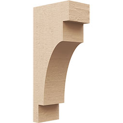 Ekena Millwork - CORUR035X06X14MEDRCPR - Timberthane Faux Wood Corbel, Mediterranean Style, 3 1/2"W x 6"D x 14"H, Primed Tan