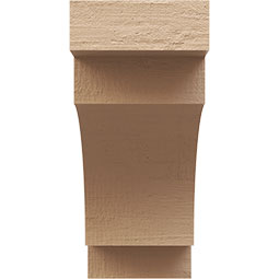 Ekena Millwork - CORUR035X08X08MEDRCPR - Timberthane Faux Wood Corbel, Mediterranean Style, 3 1/2"W x 8"D x 8"H, Primed Tan