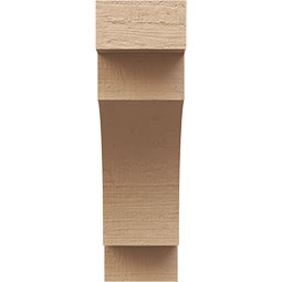 Ekena Millwork - CORUR035X08X12MEDRCPR - Timberthane Faux Wood Corbel, Mediterranean Style, 3 1/2"W x 8"D x 12"H, Primed Tan