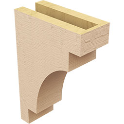 Ekena Millwork - CORUR035X08X12MEDRCPR - Timberthane Faux Wood Corbel, Mediterranean Style, 3 1/2"W x 8"D x 12"H, Primed Tan