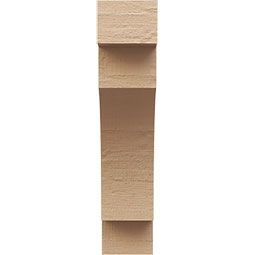 Ekena Millwork - CORUR035X08X16MEDRCPR - Timberthane Faux Wood Corbel, Mediterranean Style, 3 1/2"W x 8"D x 16"H, Primed Tan