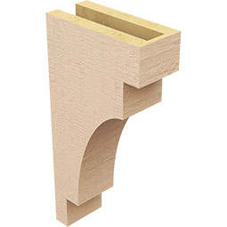 Ekena Millwork - CORUR035X08X16MEDRCPR - Timberthane Faux Wood Corbel, Mediterranean Style, 3 1/2"W x 8"D x 16"H, Primed Tan