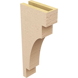 Ekena Millwork - CORUR035X08X20MEDRCPR - Timberthane Faux Wood Corbel, Mediterranean Style, 3 1/2"W x 8"D x 20"H, Primed Tan
