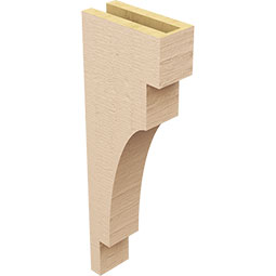 Ekena Millwork - CORUR035X08X24MEDRCPR - Timberthane Faux Wood Corbel, Mediterranean Style, 3 1/2"W x 8"D x 24"H, Primed Tan
