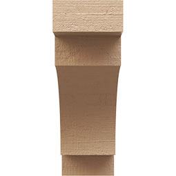 Ekena Millwork - CORUR035X10X10MEDRCPR - Timberthane Faux Wood Corbel, Mediterranean Style, 3 1/2"W x 10"D x 10"H, Primed Tan