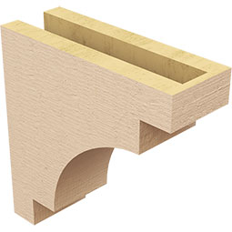 Ekena Millwork - CORUR035X10X10MEDRCPR - Timberthane Faux Wood Corbel, Mediterranean Style, 3 1/2"W x 10"D x 10"H, Primed Tan