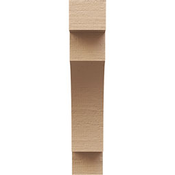 Ekena Millwork - CORUR035X10X18MEDRCPR - Timberthane Faux Wood Corbel, Mediterranean Style, 3 1/2"W x 10"D x 18"H, Primed Tan