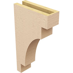 Ekena Millwork - CORUR035X10X18MEDRCPR - Timberthane Faux Wood Corbel, Mediterranean Style, 3 1/2"W x 10"D x 18"H, Primed Tan