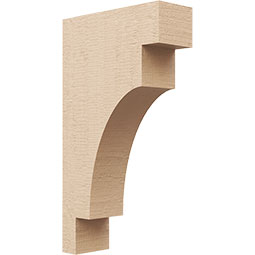 Ekena Millwork - CORUR035X10X18MEDRCPR - Timberthane Faux Wood Corbel, Mediterranean Style, 3 1/2"W x 10"D x 18"H, Primed Tan