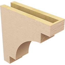 Ekena Millwork - CORUR035X12X12MEDRCPR - Timberthane Faux Wood Corbel, Mediterranean Style, 3 1/2"W x 12"D x 12"H, Primed Tan