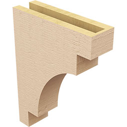 Ekena Millwork - CORUR035X12X16MEDRCPR - Timberthane Faux Wood Corbel, Mediterranean Style, 3 1/2"W x 12"D x 16"H, Primed Tan