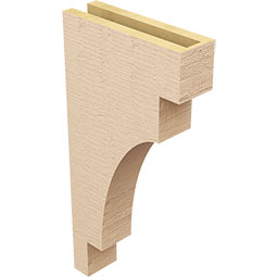 Ekena Millwork - CORUR035X12X24MEDRCPR - Timberthane Faux Wood Corbel, Mediterranean Style, 3 1/2"W x 12"D x 24"H, Primed Tan