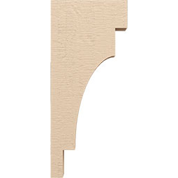 Ekena Millwork - CORUR035X12X28MEDRCPR - Timberthane Faux Wood Corbel, Mediterranean Style, 3 1/2"W x 12"D x 28"H, Primed Tan