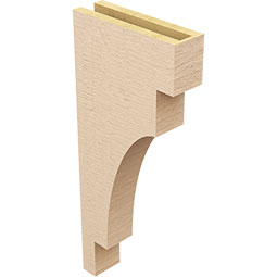 Ekena Millwork - CORUR035X12X28MEDRCPR - Timberthane Faux Wood Corbel, Mediterranean Style, 3 1/2"W x 12"D x 28"H, Primed Tan
