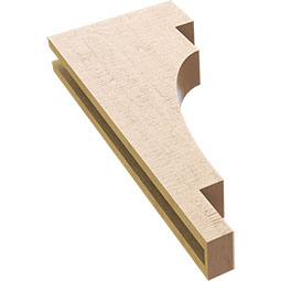 Ekena Millwork - CORUR035X12X28MEDRCPR - Timberthane Faux Wood Corbel, Mediterranean Style, 3 1/2"W x 12"D x 28"H, Primed Tan