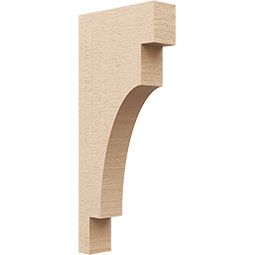 Ekena Millwork - CORUR035X12X28MEDRCPR - Timberthane Faux Wood Corbel, Mediterranean Style, 3 1/2"W x 12"D x 28"H, Primed Tan