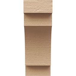 Ekena Millwork - CORUR055X06X14MEDRCPR - Timberthane Faux Wood Corbel, Mediterranean Style, 5 1/2"W x 6"D x 14"H, Primed Tan