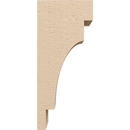 Ekena Millwork - CORUR055X06X14MEDRCPR - Timberthane Faux Wood Corbel, Mediterranean Style, 5 1/2"W x 6"D x 14"H, Primed Tan