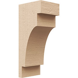 Ekena Millwork - CORUR055X06X14MEDRCPR - Timberthane Faux Wood Corbel, Mediterranean Style, 5 1/2"W x 6"D x 14"H, Primed Tan
