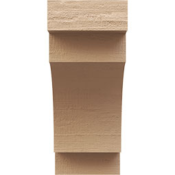 Ekena Millwork - CORUR055X08X12MEDRCPR - Timberthane Faux Wood Corbel, Mediterranean Style, 5 1/2"W x 8"D x 12"H, Primed Tan