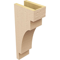 Ekena Millwork - CORUR055X08X20MEDRCPR - Timberthane Faux Wood Corbel, Mediterranean Style, 5 1/2"W x 8"D x 20"H, Primed Tan