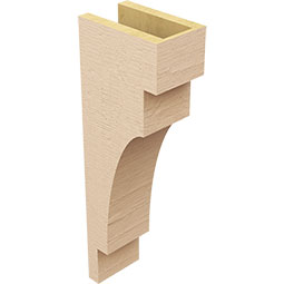Ekena Millwork - CORUR055X08X24MEDRCPR - Timberthane Faux Wood Corbel, Mediterranean Style, 5 1/2"W x 8"D x 24"H, Primed Tan