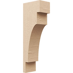 Ekena Millwork - CORUR055X08X24MEDRCPR - Timberthane Faux Wood Corbel, Mediterranean Style, 5 1/2"W x 8"D x 24"H, Primed Tan