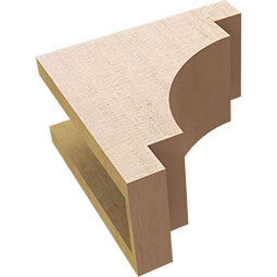 Ekena Millwork - CORUR055X10X10MEDRCPR - Timberthane Faux Wood Corbel, Mediterranean Style, 5 1/2"W x 10"D x 10"H, Primed Tan