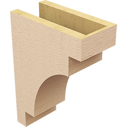 Ekena Millwork - CORUR055X10X14MEDRCPR - Timberthane Faux Wood Corbel, Mediterranean Style, 5 1/2"W x 10"D x 14"H, Primed Tan