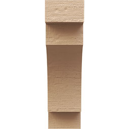 Ekena Millwork - CORUR055X10X18MEDRCPR - Timberthane Faux Wood Corbel, Mediterranean Style, 5 1/2"W x 10"D x 18"H, Primed Tan