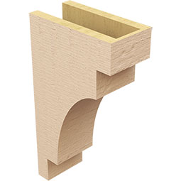 Ekena Millwork - CORUR055X10X18MEDRCPR - Timberthane Faux Wood Corbel, Mediterranean Style, 5 1/2"W x 10"D x 18"H, Primed Tan