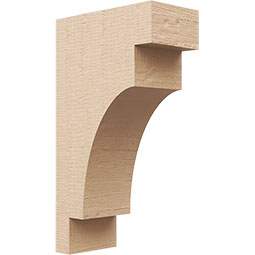 Ekena Millwork - CORUR055X10X18MEDRCPR - Timberthane Faux Wood Corbel, Mediterranean Style, 5 1/2"W x 10"D x 18"H, Primed Tan
