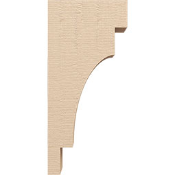 Ekena Millwork - CORUR055X10X22MEDRCPR - Timberthane Faux Wood Corbel, Mediterranean Style, 5 1/2"W x 10"D x 22"H, Primed Tan