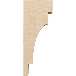 Ekena Millwork - CORUR055X10X26MEDRCPR - Timberthane Faux Wood Corbel, Mediterranean Style, 5 1/2"W x 10"D x 26"H, Primed Tan