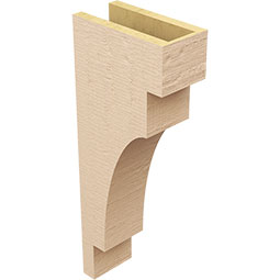 Ekena Millwork - CORUR055X10X26MEDRCPR - Timberthane Faux Wood Corbel, Mediterranean Style, 5 1/2"W x 10"D x 26"H, Primed Tan