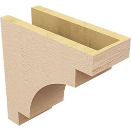 Ekena Millwork - CORUR055X12X12MEDRCPR - Timberthane Faux Wood Corbel, Mediterranean Style, 5 1/2"W x 12"D x 12"H, Primed Tan