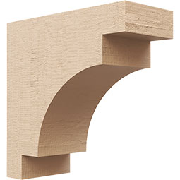 Ekena Millwork - CORUR055X12X12MEDRCPR - Timberthane Faux Wood Corbel, Mediterranean Style, 5 1/2"W x 12"D x 12"H, Primed Tan