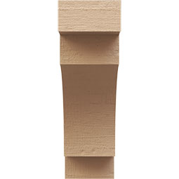 Ekena Millwork - CORUR055X12X16MEDRCPR - Timberthane Faux Wood Corbel, Mediterranean Style, 5 1/2"W x 12"D x 16"H, Primed Tan