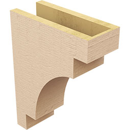 Ekena Millwork - CORUR055X12X16MEDRCPR - Timberthane Faux Wood Corbel, Mediterranean Style, 5 1/2"W x 12"D x 16"H, Primed Tan