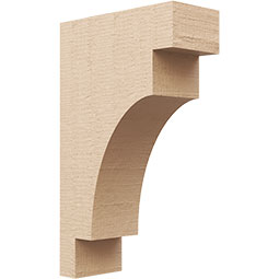 Ekena Millwork - CORUR055X12X20MEDRCPR - Timberthane Faux Wood Corbel, Mediterranean Style, 5 1/2"W x 12"D x 20"H, Primed Tan