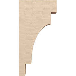 Ekena Millwork - CORUR055X12X24MEDRCPR - Timberthane Faux Wood Corbel, Mediterranean Style, 5 1/2"W x 12"D x 24"H, Primed Tan