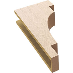 Ekena Millwork - CORUR055X12X24MEDRCPR - Timberthane Faux Wood Corbel, Mediterranean Style, 5 1/2"W x 12"D x 24"H, Primed Tan