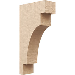 Ekena Millwork - CORUR055X12X24MEDRCPR - Timberthane Faux Wood Corbel, Mediterranean Style, 5 1/2"W x 12"D x 24"H, Primed Tan