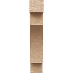 Ekena Millwork - CORUR055X12X28MEDRCPR - Timberthane Faux Wood Corbel, Mediterranean Style, 5 1/2"W x 12"D x 28"H, Primed Tan