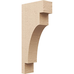 Ekena Millwork - CORUR055X12X28MEDRCPR - Timberthane Faux Wood Corbel, Mediterranean Style, 5 1/2"W x 12"D x 28"H, Primed Tan