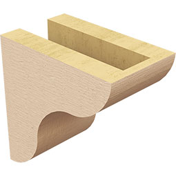 Ekena Millwork - CORUR035X06X06CARRCPR - Timberthane Faux Wood Corbel, Carmel Style, 3 1/2"W x 6"D x 6"H, Primed Tan