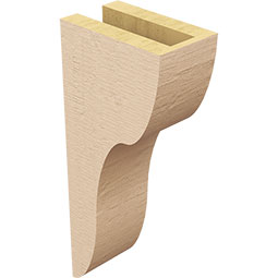 Ekena Millwork - CORUR035X06X14CARRCPR - Timberthane Faux Wood Corbel, Carmel Style, 3 1/2"W x 6"D x 14"H, Primed Tan