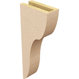 Ekena Millwork - CORUR035X08X20CARRCPR - Timberthane Faux Wood Corbel, Carmel Style, 3 1/2"W x 8"D x 20"H, Primed Tan