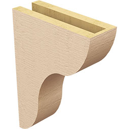 Ekena Millwork - CORUR035X10X14CARRCPR - Timberthane Faux Wood Corbel, Carmel Style, 3 1/2"W x 10"D x 14"H, Primed Tan